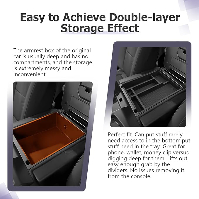 LUWU Center Console Organizer Compatible with 2019-2022 2023 2024 2025 2026 Chevy Silverado/GMC Sierra 1500 & 2020-2025 2026 Chevrolet Silverado/Sierra 2500HD 3500HD 1PC (Split-Bench Folding Seat)