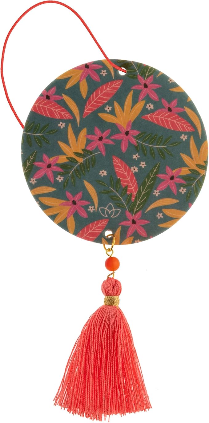 Karma, Essential Oil Air Freshener for Cars Set of 2, Home & Office - Colorful Decorative Hanging Air Freshener with Tassel, Flamingo Coconut Scented