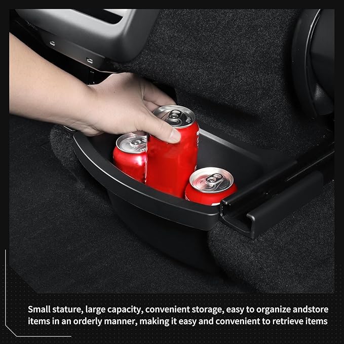LUCKEASY Rear Center Console Floor Storage Box For Tesla Model Y Juniper 2025 2026 Storage Organizer 2nd Row Center Console Rubbish Bin Can TPE For Model Y Accessories Black
