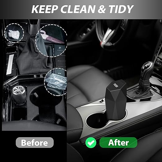 Car Trash Can with Lid, 2 Pack Cup Holder Garbage Can for Car, Leakproof Small Trash Bin, Mini Trash Can for Cars, Home, Bedroom, Office (Black)