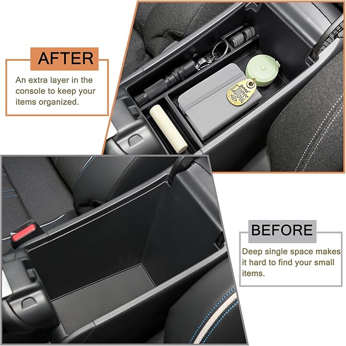 HGWEI Center Console Organizer Tray Compatible with Honda HRV 2023 2024 2025 2026 Accessories, Armrest Storage Box for HRV EX/EX-L/LX/SE/Sport/Touring,Black Trim