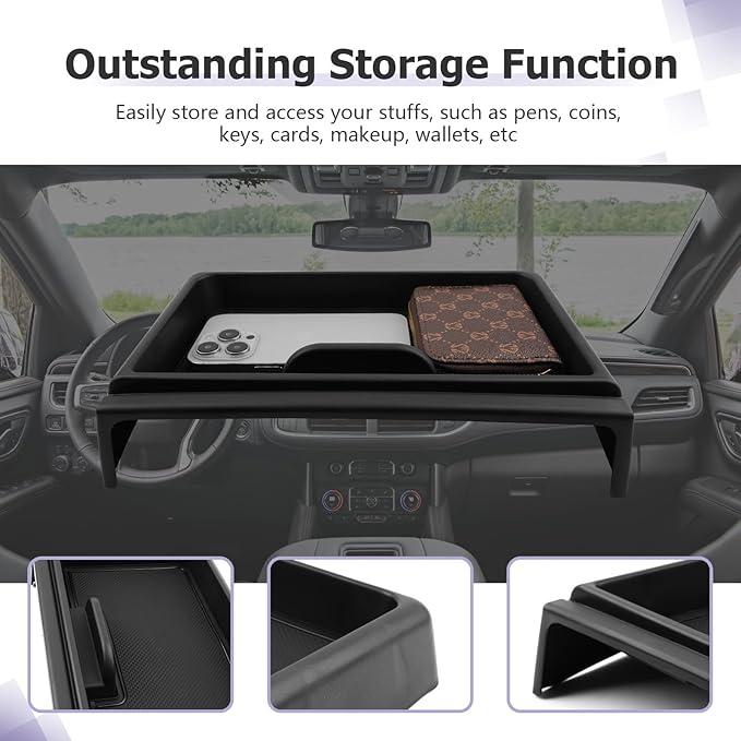 Dashboard Storage Tray Compatible with 2021 2022 2023 Yukon Tahoe Suburban Center Console Display Box Hidden Organizer Tray Behind Screen Tahoe Yukon Suburban Accessories (ONLY for 10.2Inch Screen)