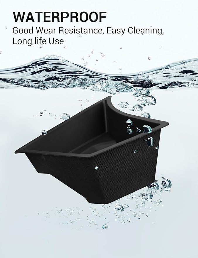 BASENOR Tesla Model 3 Highland Trunk Organizer, TPE Waterproof Rear Trunk Side Storage Bins Box with Carpeted Lip for 2026-2024 Model 3 Interior Accessories (Standard/Premium/Performance) Set of 2