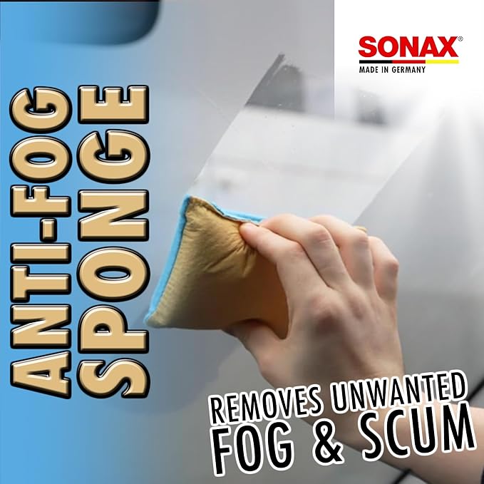 SONAX Windscreen Sponge 417100 | Dual Action Cleaning Sponge for Streak Free Glass | Easily Removes Dirt Fog and Condensation from Windshields Windows and Mirrors | Compact and Reusable