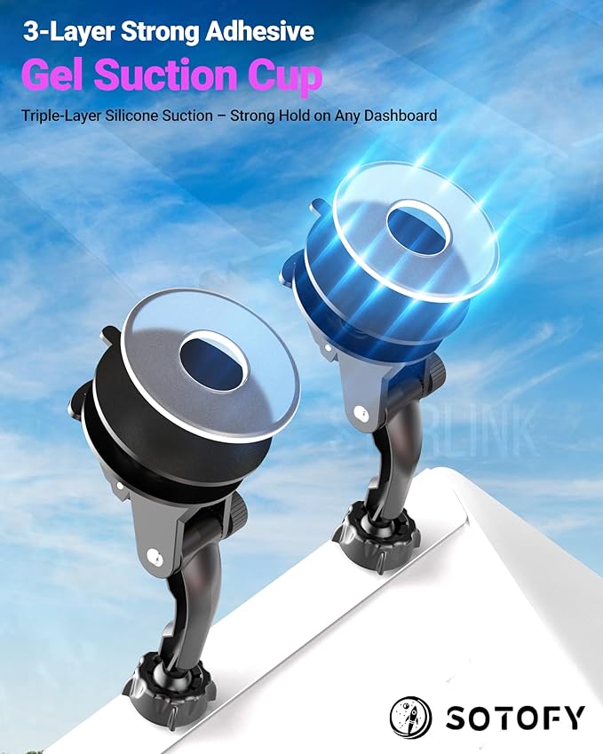 Starlink Mini Dash Mount, 360° Adjustable Dual Base Suction Cup with U-Shaped Cradle for Dashboard, Windshield, Starlink Mini Mobility Accessories for Car, RV, Boat, Truck