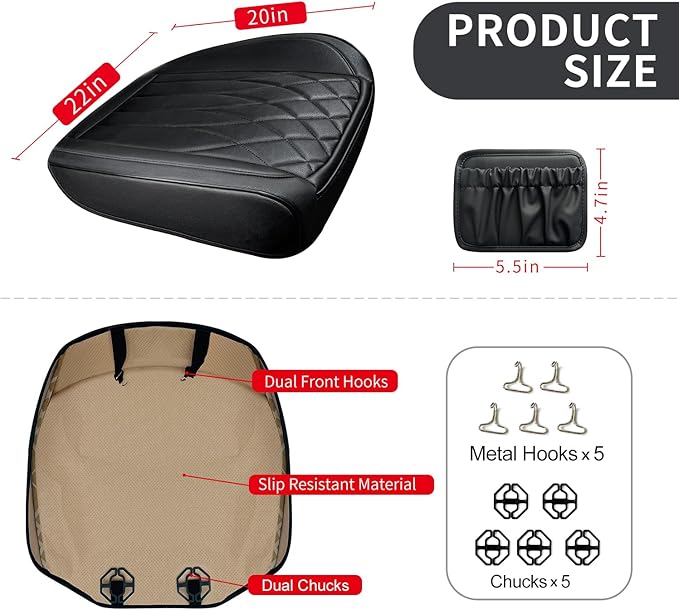 BEITK 2 Pack Leather Front Car Seat Cover Bottom Car Seat, Universal Anti-Slip Driver Car Seat Protectors with Storage Pocket, Waterproof Bottom Auto Seat Cushion Pad Mat for Most Vehicles(Black)