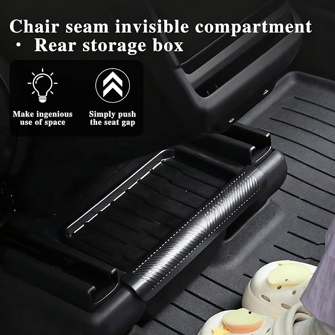 Rear Center Console Floor Storage Box for Tesla Model Y Juniper 2025 2026 Storage or Organizer 2nd Row Center Console Rubbish Bin Can TPE Material