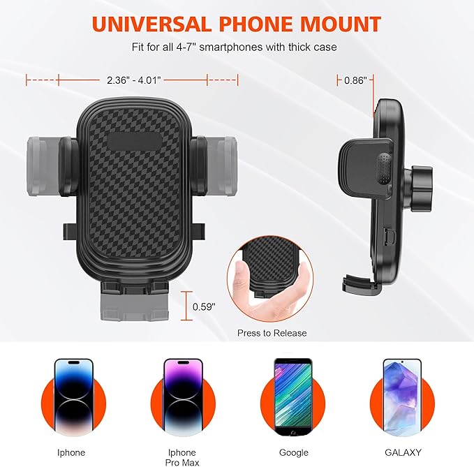 2 Pack Newlest 2 in 1 Phone Mount for Car Cup Holder with Adjustable Base, Phone Holders for Car Cupholder, No Shaking 360° Flexible Neck Phone Mount for All 4-7” Smartphones, Cup Holder for Bottles
