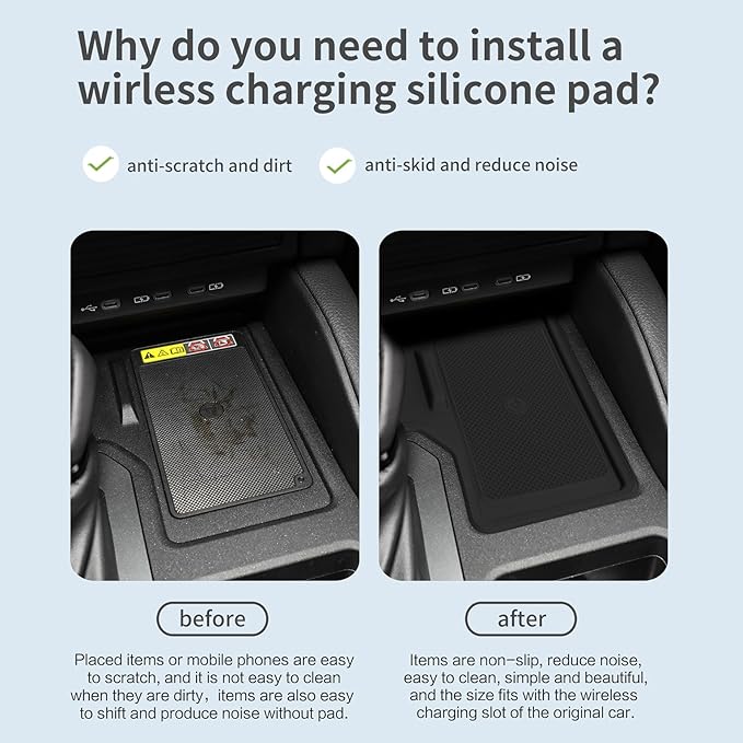 smabee Center Console Wireless Charging Protective Mat for 2024 2025 Toyota Land Cruiser Prado 250 J250 LC250 Accessories Silicone Non-Slip Pad Anti-Dust Liner Interior Black (Left-Hand Drive)