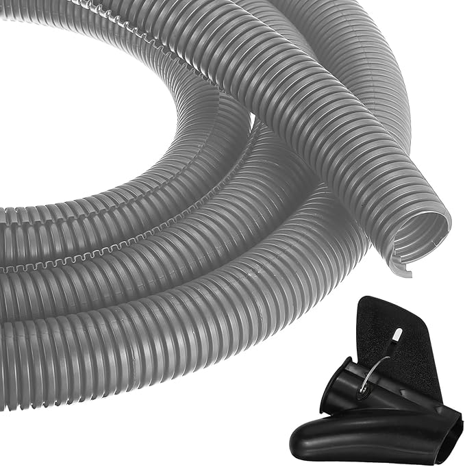 MECCANIXITY 1 1/4 Inch 10ft Split Wire Loom Tubing, Flexible Cord Protectors with Installation Tool Cable Management Sleeve Conduits Cover for Office Home Electrical Automotive Wires, Gray