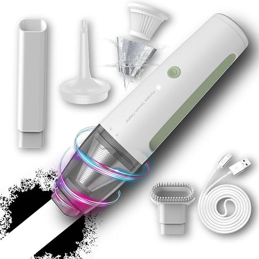 PATO Cordless Handheld Vacuum Cleaner, Mini Car Vacuum with Powerful Suction, 1800mAh high-Capacity batteryPortable Dust Collector Glossy White.