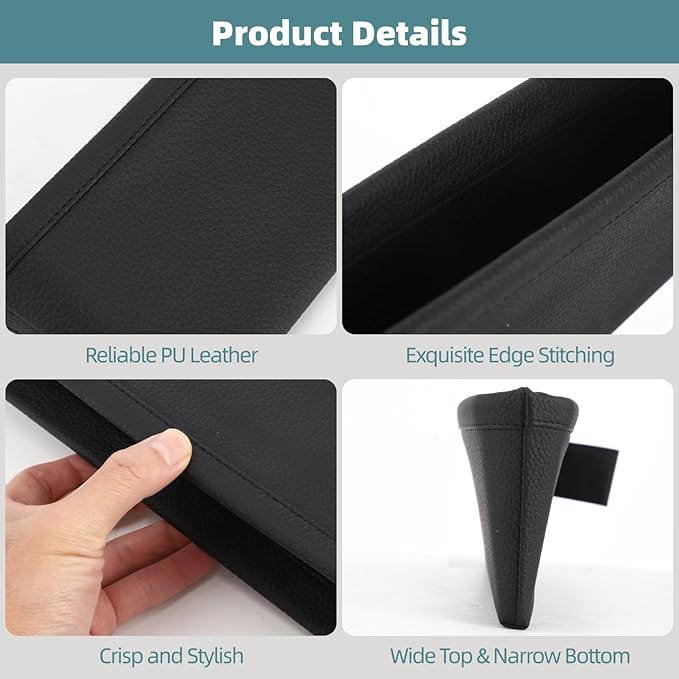 2 PCS Car Seat Gap Organizers, PU Leather Car Console Side Pocket, Universal Car Seat Gap Filler Storage Box for Phone Keys Wallet Sunglasses, Car Interior Accessories Seat Catcher