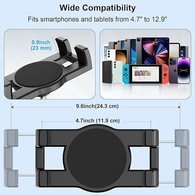Heavy Duty Window Dashboard Tablet Mount for Truck Car Van Vehicle Pickup, Anti-Shake Metal Joint iPad Dash Holder, Suction Cup Stand for iPad Pro 12.9 Air Mini, Z Fold, IPhone, Thick Case Friendly