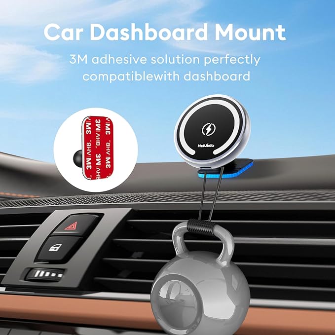 Magjieyx for Magsafe Car Mount Wireless Charger Magnetic Fast Charging Compatible with iPhone 17,16,15,14,13,Pro Max,Mini,Magsafe Case, Air Vent and Stick On Dashboard Car Phone Holder