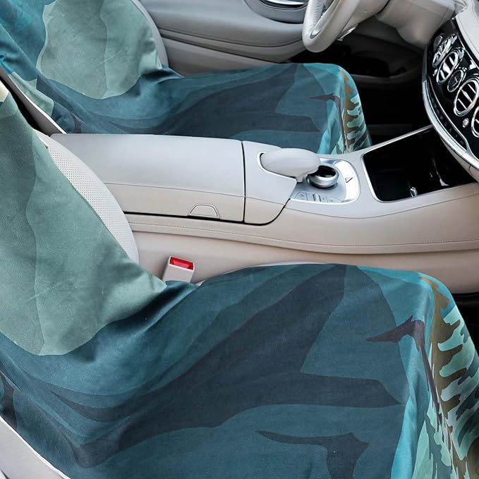 Hahafelt 2 Pack Car Seat Towel Covers with Storage Bag 63 x 32 Inch Athletic Running Towel Seat Sweat Washable Non Slip Cover Gift for Car Outdoor Sport Activities (Grizzly Guide)