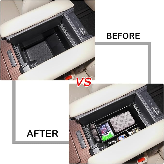 HGWEI Center Console Organizer Tray Compatible with 2021-2026 Toyota Sienna Accessories, Sienna LE Limited Platinum SE XLE XSE Coin Container Armrest Secondary Storage Box, Black