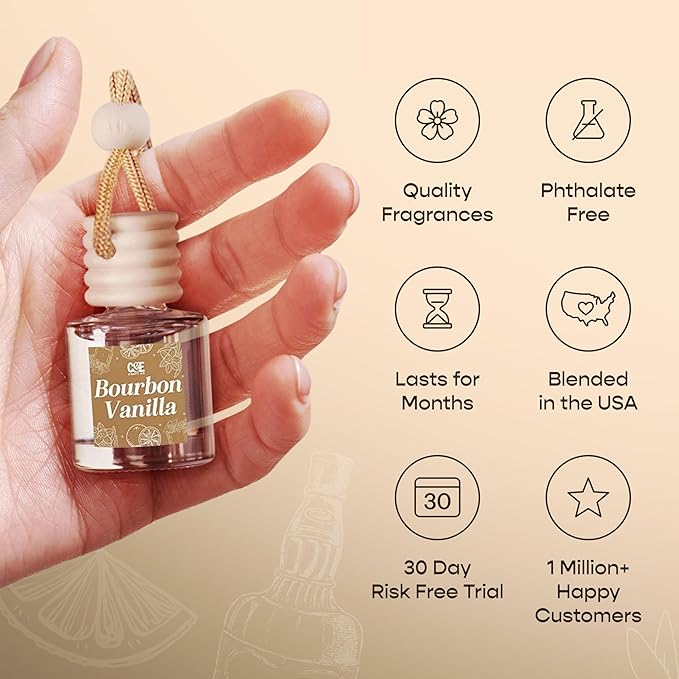C&E Craft Co Hanging Car Air Freshener Diffuser 2 Pack, Long Lasting Fragrance Oil Car Freshener, Glass Bottle Auto Air Freshener, Made in USA (Pistachio & Salted Caramel)