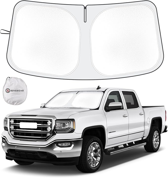 Car Sun Shade for 2019-2024 2025 2026 Chevy Silverado 1500 Windshield Sun Shade, Sun Visor Windshield Screen Cover for GMC Sierra Front Window Sunshade Foldable Auto Interior Accessories