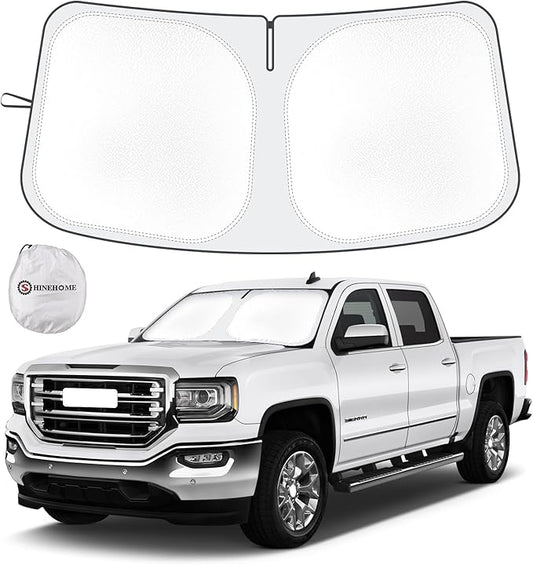 Car Sun Shade for 2019-2024 2025 2026 Chevy Silverado 1500 Windshield Sun Shade, Sun Visor Windshield Screen Cover for GMC Sierra Front Window Sunshade Foldable Auto Interior Accessories
