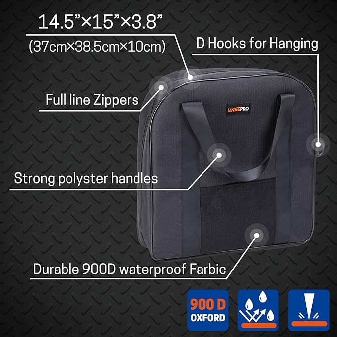 15 Inch Jumper Cable Bag, Heavy Duty Cable Storage Bag, Water Resistant Cable Organizer Bag for Jumper Cable, EV Charging Cables, Cords and Hoses (15 Inch Black)
