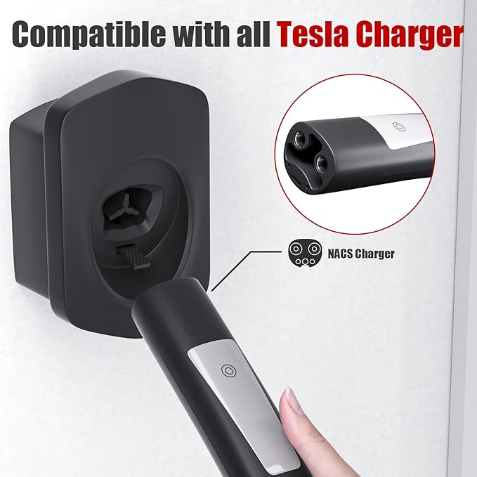 Tesla Charger Holder Charging Cable Organizer Fit for Model 3/Y/S/X NACS Electric Vehicle Holder & Wallbox Accessories Black