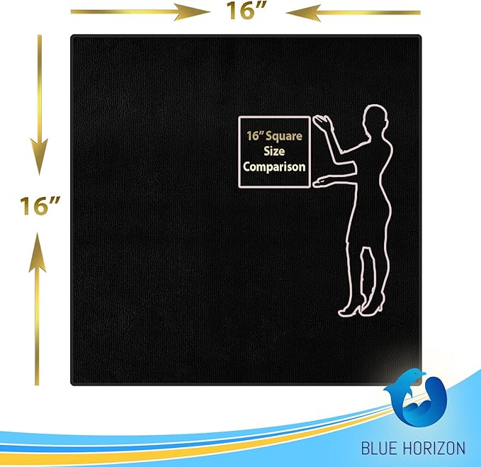 Blue Horizon Black Microfiber Cleaning Towels, 24-Pack Dual-Sided Ultra Soft Plush Washcloth, All Purpose Premium Microfiber Detailing Cleaning Cloths Shop Towels (16" x 16", Black)