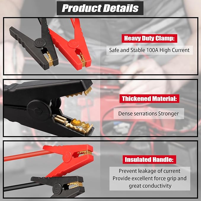 Jump Starter Adapter for Milwaukee M18 18V Li-ion Battery Powered with 12V Jumper Cables &Clamps for 3.5L Vehicles,Portable Car Charger Jump Starter (Battery not Included)