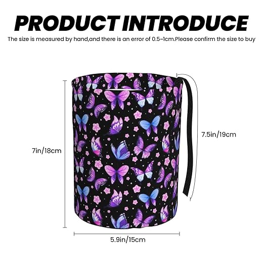 Car Trash Bag Butterfly Purple Hanging Back of Seat Car Portable Trash Bag Butterfly Purple Waterproof One-Handed Portable Strap Drawstring Garbage Bags 2 Pieces Car Coasters