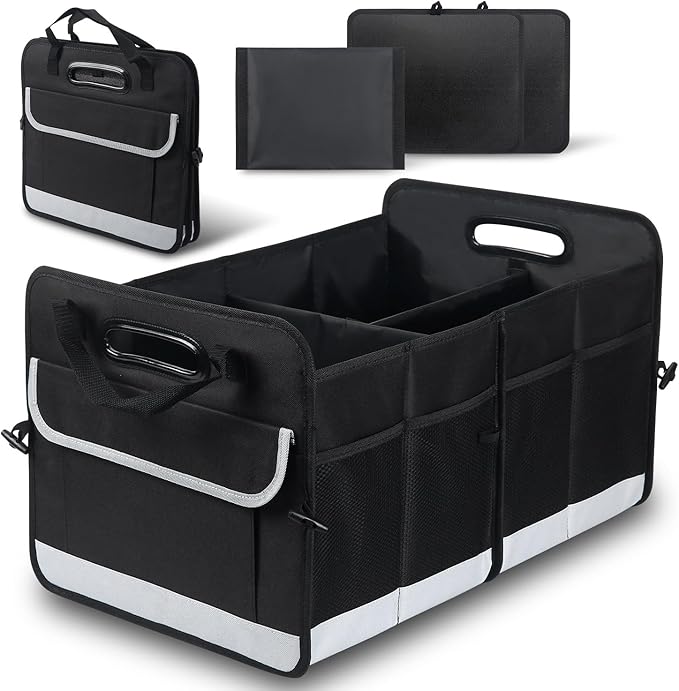 Car Trunk Organizer, 72L Large Capacity Waterproof Auto Storage with Non-Slip Bottom Strips, Collapsible Cargo Organizer for Suv, Truck, Sedan, Portable Car Accessories for Women Men