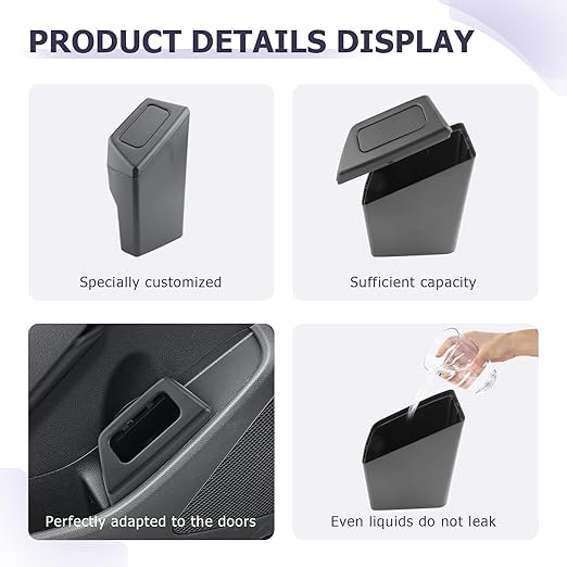 LUWU Car Trash Can with Lid - Portable Mini Dustbin Garbage Bin for Toyota Corolla Cross Interior (Leak-Proof, Left)