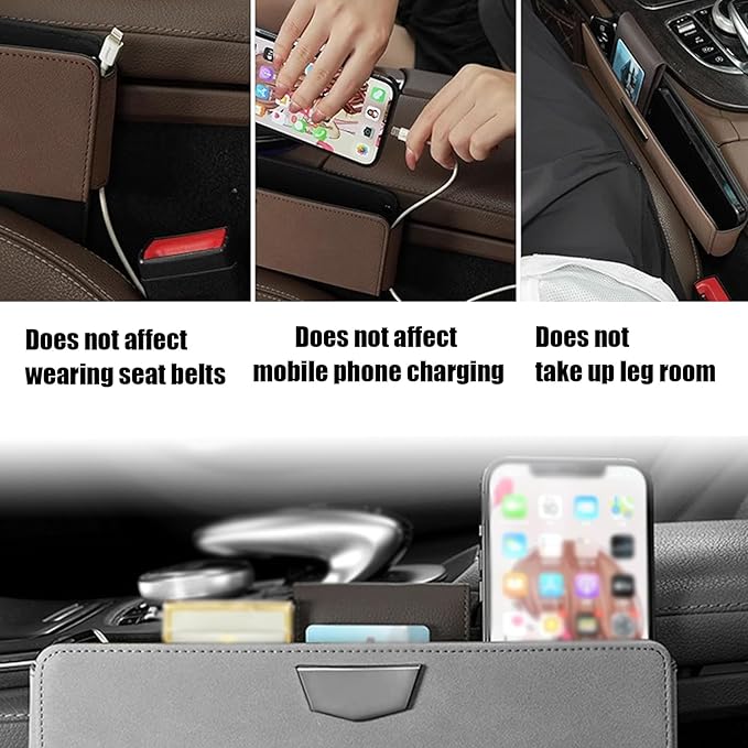 Car Seat Gap Filler Organizer Compatible with Ford Bronco (Sport) Big Bend 2021-2025, Organizer Secure Storage for Small Items Auto Seats Storage Organizers No Drop,Grey