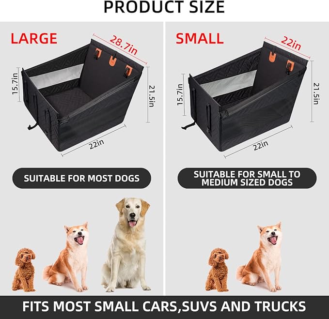 TKYZ Large Dog Car Seat,Back Seat Extender for Dogs,Waterproof Medium Dog Seat Cover for Backseat, Pet Bed for Car Hammock(Black-L)