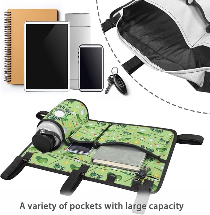 Golf Cart Storage Bag Non-Slip Golf Cart Rear Seat Organizer with 4 Pocket for Ezgo Yamaha Club Car and Other 2-Seat Golfs Carts