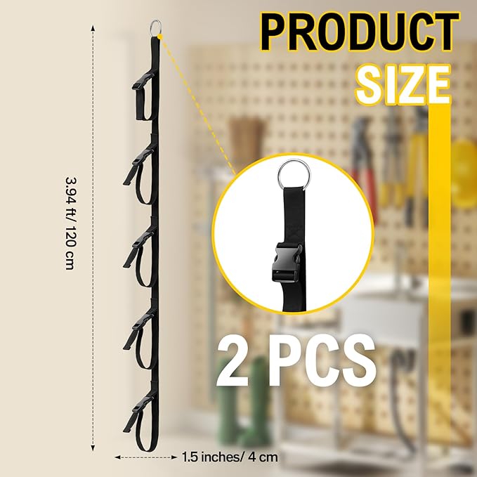 2 Pcs Extension Cord Organizers and Storage Garage Extension Cord Holder with 5 Slots Organizer Black Cord Organizer Straps for Vertical Space Cable Hose Rope String Lights