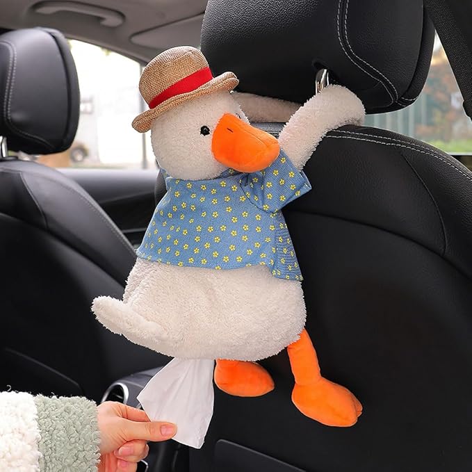 Tissue Box Cover Plush Tissue Box Holder for Car, Home, Decorative Holder/Organizer for Bathroom Vanity Countertop, Nightstands, Office Desk-Duck