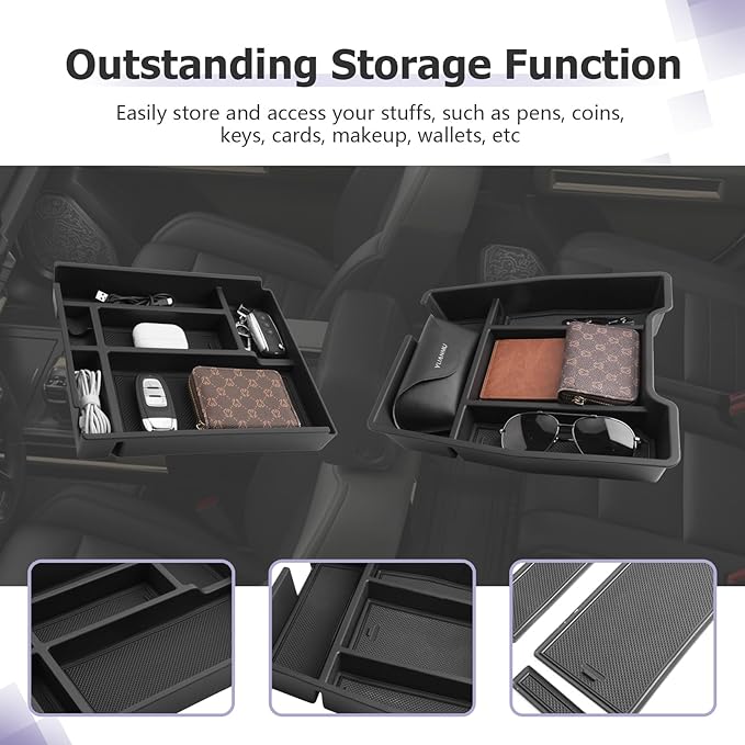LUWU Center Console Organizer Compatible with 2019-2022 2023 2024 2025 2026 Chevy Silverado/GMC Sierra 1500 & 2020-2026 Chevrolet Silverado/Sierra 2500HD 3500HD 2PCS (Split-Bench Folding Seat)