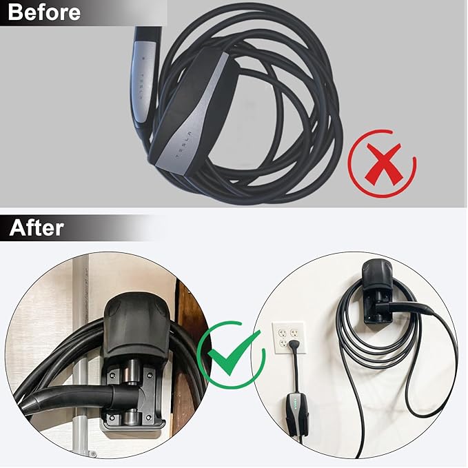 Tesla Charger Holder Wall Mount, Swivel Tesla Charging Cable Holder for Model 3 Y X S Mobile Connector Organizer