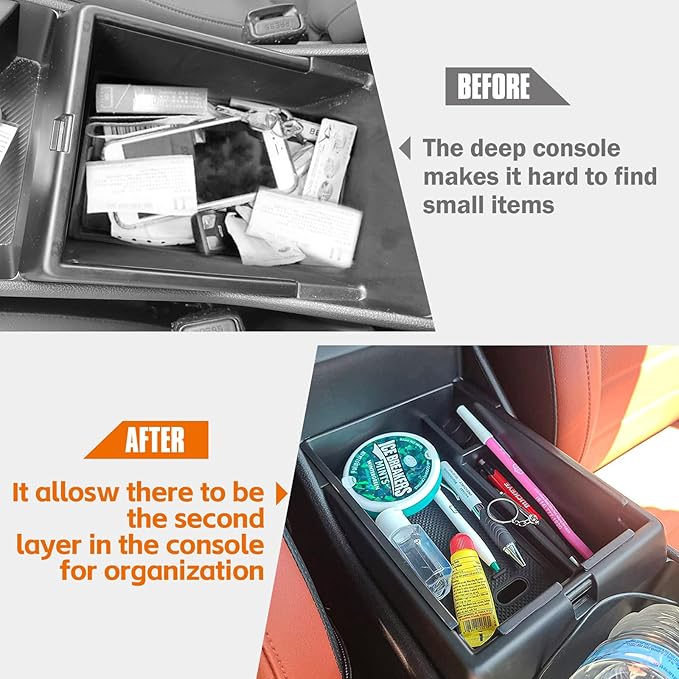TACORBO Center Console Organizer Compatible with Kia Sportage 2023 2024 2025 2026 NQ5 Accessories, 5th Generation Sportage Armrest Insert Tray Secondary Storage Box floor mats, ABS Material Black Line