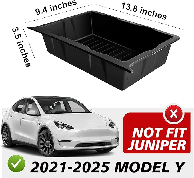 VaultsOnWheels Under Seat Storage Box Fit for 2020-2025 Tesla Model Y Accessories, Console Organizer Tool Box Custom Fit Detachable Underseat Organizer (NOT for Juniper)
