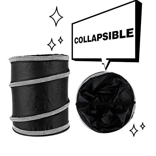 eing Car Trash Can, Portable Garbage Bin with Bling Diamonds, Collapsible Pop-up Water Proof Bag, Waste Basket Bin, Rubbish Bin (1 Pack, White)