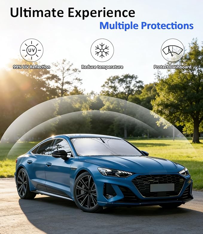 Windshield Sun Shade for Audi A4 2017-2025 Accessories, Car Front Window Sun Visor & Heat Shield | 240T Sunshade Protection Blocks UV Rays Keep Your Car Cooler