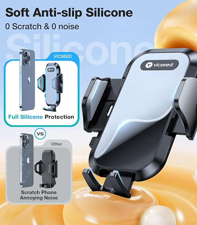 VICSEED Upgrade Ultra Stable Car Phone Holder Mount【Double Lock Metal Clip】 Universal Air Vent Phone Mount,Mobile Cell Phone Holder for Your Car,for iPhone 17 Pro Max 16 and All Phone