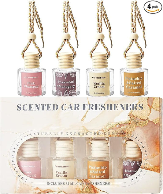 Car Air Freshener Diffuser, Hanging Car Scents Air Freshener, Car Fresheners Long Lasting, Essential Oil Diffuser, Fragrance Oil Air Diffuser, 4pcs