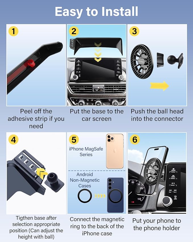 Car Phone Holder for Toyota Corolla/Corolla Hatchback 2019-2026/Corolla Cross 2022-2026 Accessories 8-Inch Screen Fixed Clip, Automobile Cradles Strong Magnetic Phone Mount Compatible with MagSafe