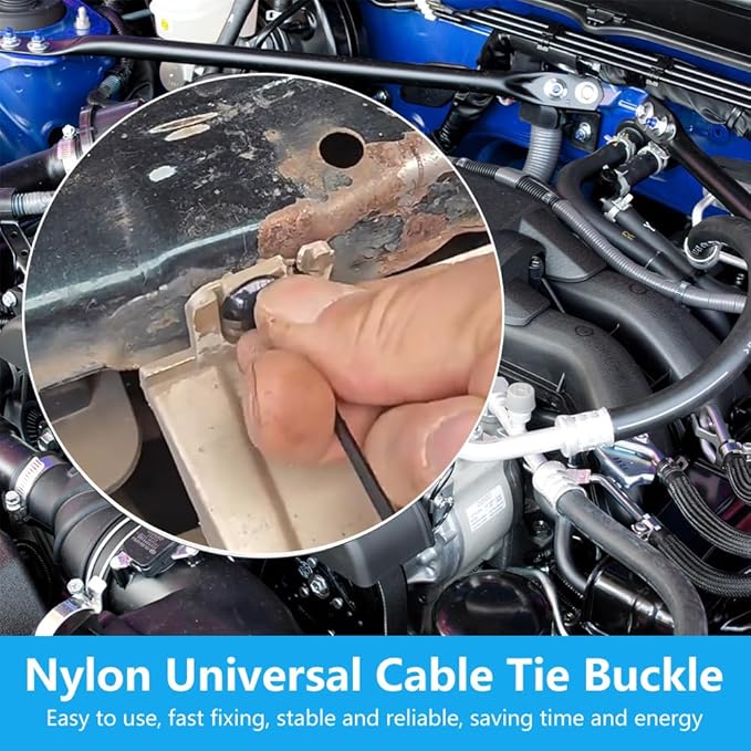 Nylon Universal Cable Tie Buckle, Heavy Duty Self-Locking Zip Ties, UV-Resistant Cable Tie for Car Daily Repair, Multipurpose Wire Organizer Clip Tool (200)