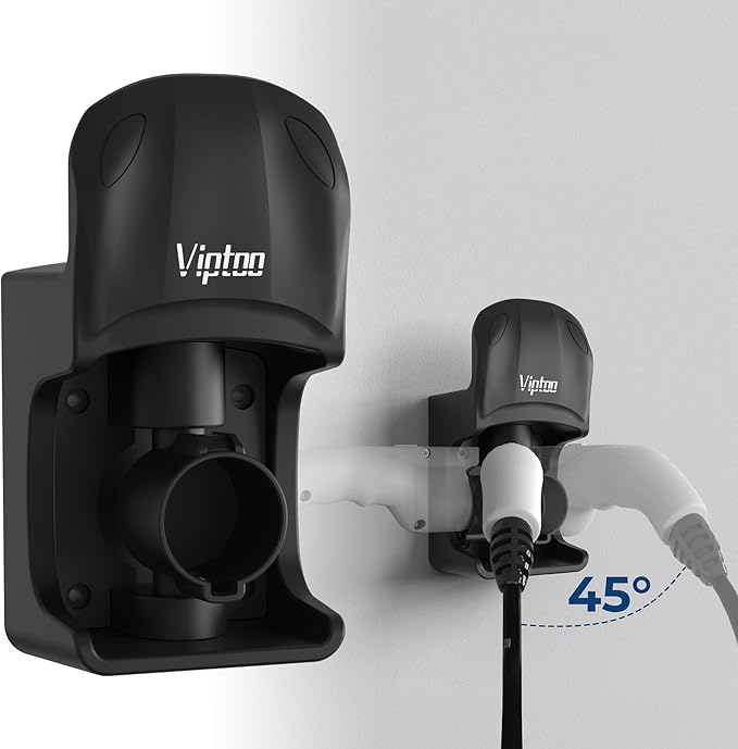 VIPTOO EV Charger Wall Mount Holder, J1772 Charger Cable Organizer with 5-Level 0°–180° Adjustable Rotation for All EV Chargers, Unique Sports Car Design