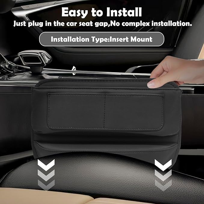 2 packs,Car Leather Seat Gap Filler Organizer and Front Seat Organizer,Center Console Organizer with Card Slots for Car Suv Truck,Fill The Gap Between Seat and Console,Store Phone,Credit Cards,Keys