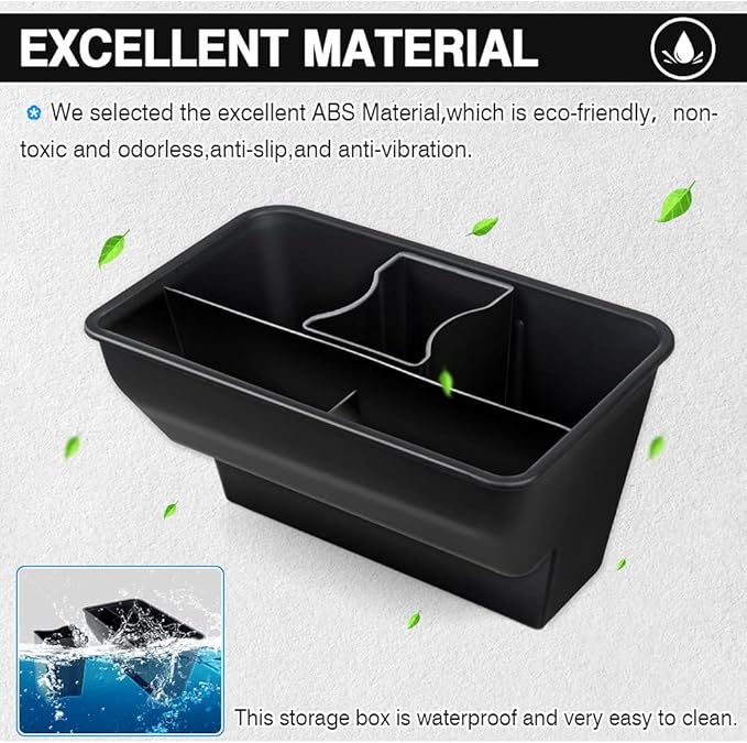 Karltys Rear Center Console Organizer for Tesla Model Y 2020-2024 2025 Accessories 2nd Row Back Seat Storage Box Under Seat Rear Middle Air Outlet Trash Can Container Bin ABS Black(Not for Juniper)
