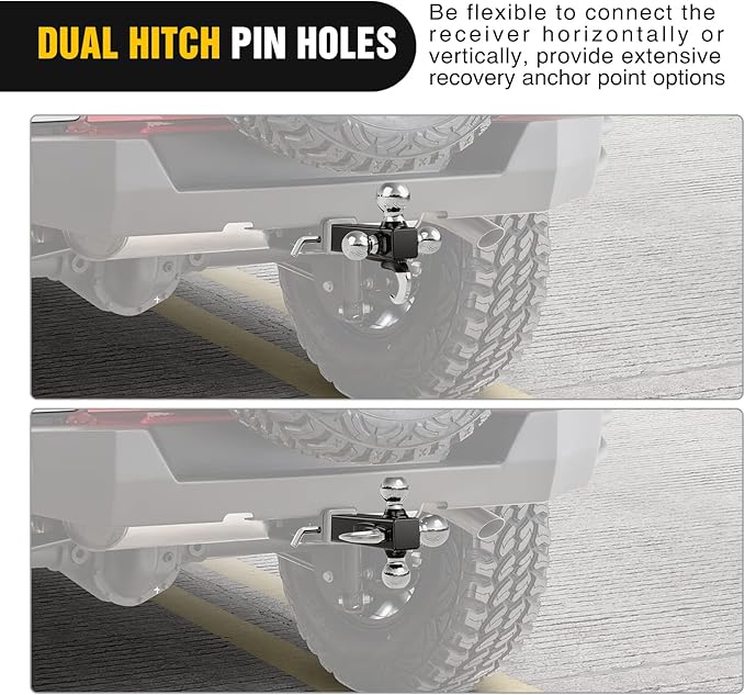 Nilight Shackle Hitch Receiver 2Inch 45000 LBs Breaking Strength 3/4" D Ring w/Trailer Pin Heavy Duty Solid Recovery Towing Kit for Trucks Jeeps Off Road
