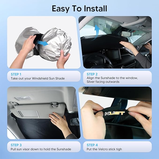 KUST Windshield Sun Shade for Rivian R1T R1S Accessories 2022-2025 2026 Sunshade Window Sun Visor Protector Foldable Blocks UV Rays Keep Your Car Cooler